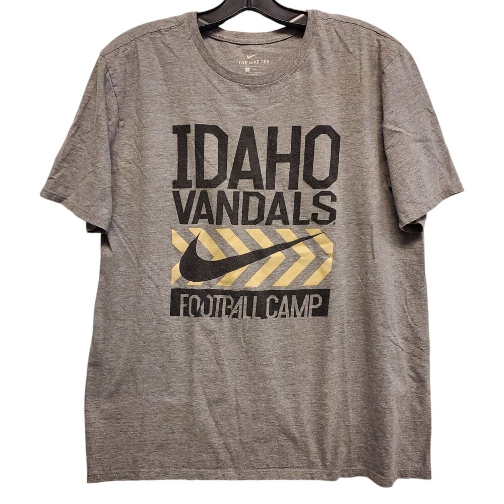IDAHO VANDALS Shirt Mens Large Gray NIKE Football Camp JUST DO IT Spell Out